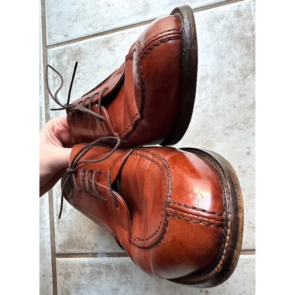 Vito Rufolo Cognac Brown Oxfords‎ Leather Loafers Shoes Made in Italy Mens 10.5